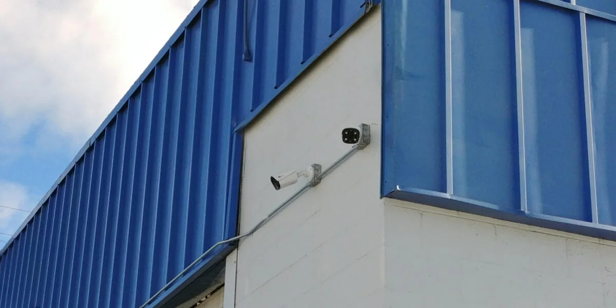 Exterior camera installed on a commercial building by TID Systems