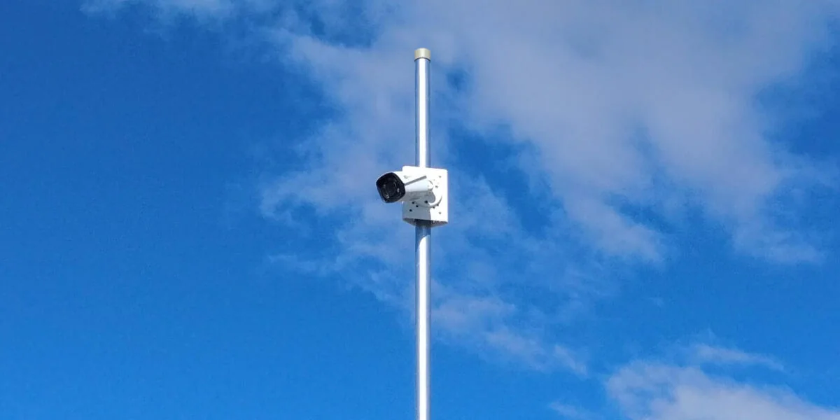 Pole-mounted surveillance in an outdoor area